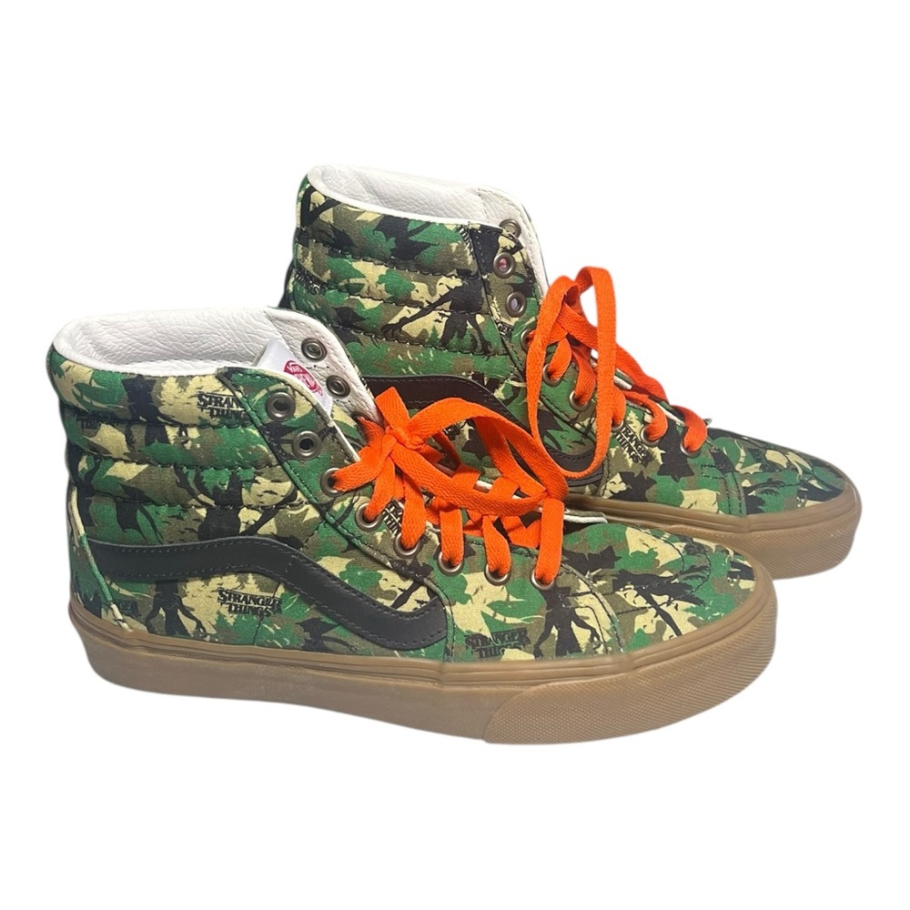 Vans Camo High-Top Sneakers with Orange Laces (CLOSING CLOSET)